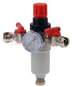 Twin Outlet Air Compressor Regulator with Integrated Pressure Gauge