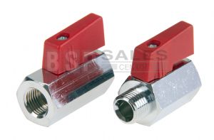 Mini Ball Valves Red Handle F/F & M/F 1/8