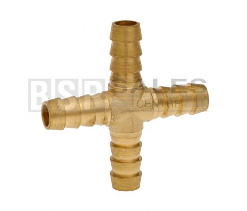 Hose Tail Cross - Brass 1/4