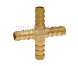 Hose Tail Cross - Brass 1/4