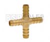 Hose Tail Cross - Brass 1/4 - 1/2